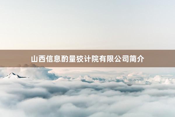 山西信息酌量狡计院有限公司简介