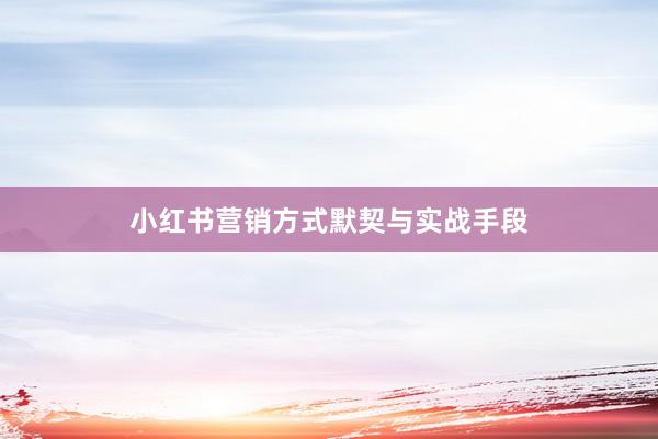 小红书营销方式默契与实战手段